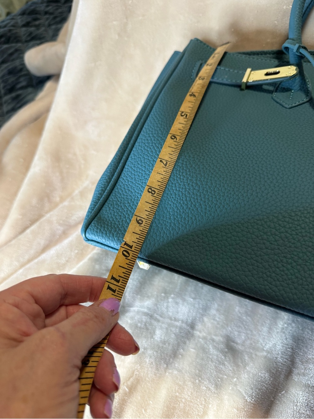 Faux Birkin Satchel with Gold-Tone Hardware - Picture 8 of 10